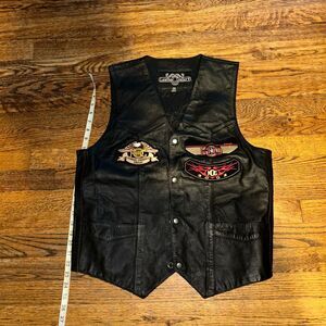 Vintage Leather Vest with Harley Patches